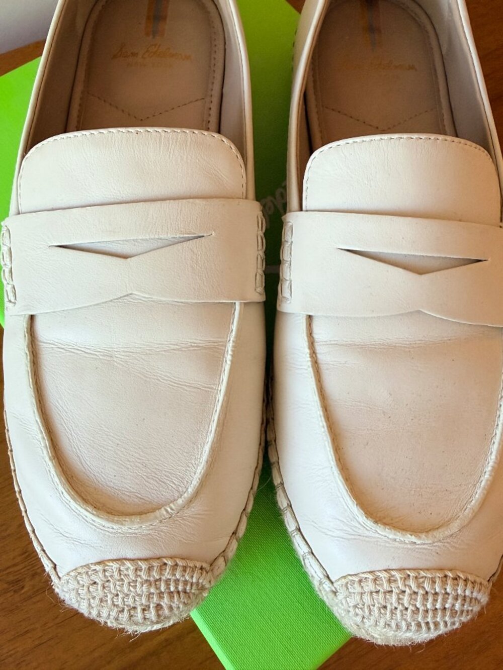 Sam Edelman Kai Penny Loafer Espadrilles Ivory Leather 8.5
